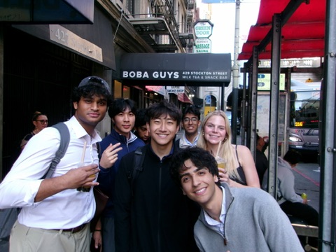 Daniel and friends outside Boba Guys in San Francisco
